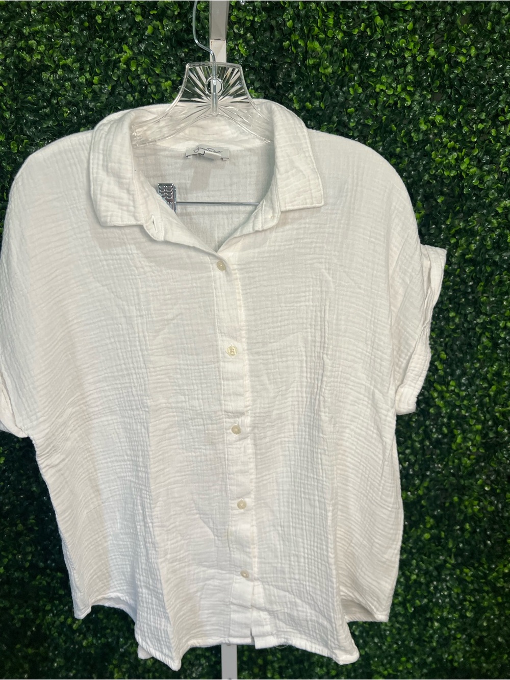 Jessica Simpson White Button-Down Cotton Gauze Shirt